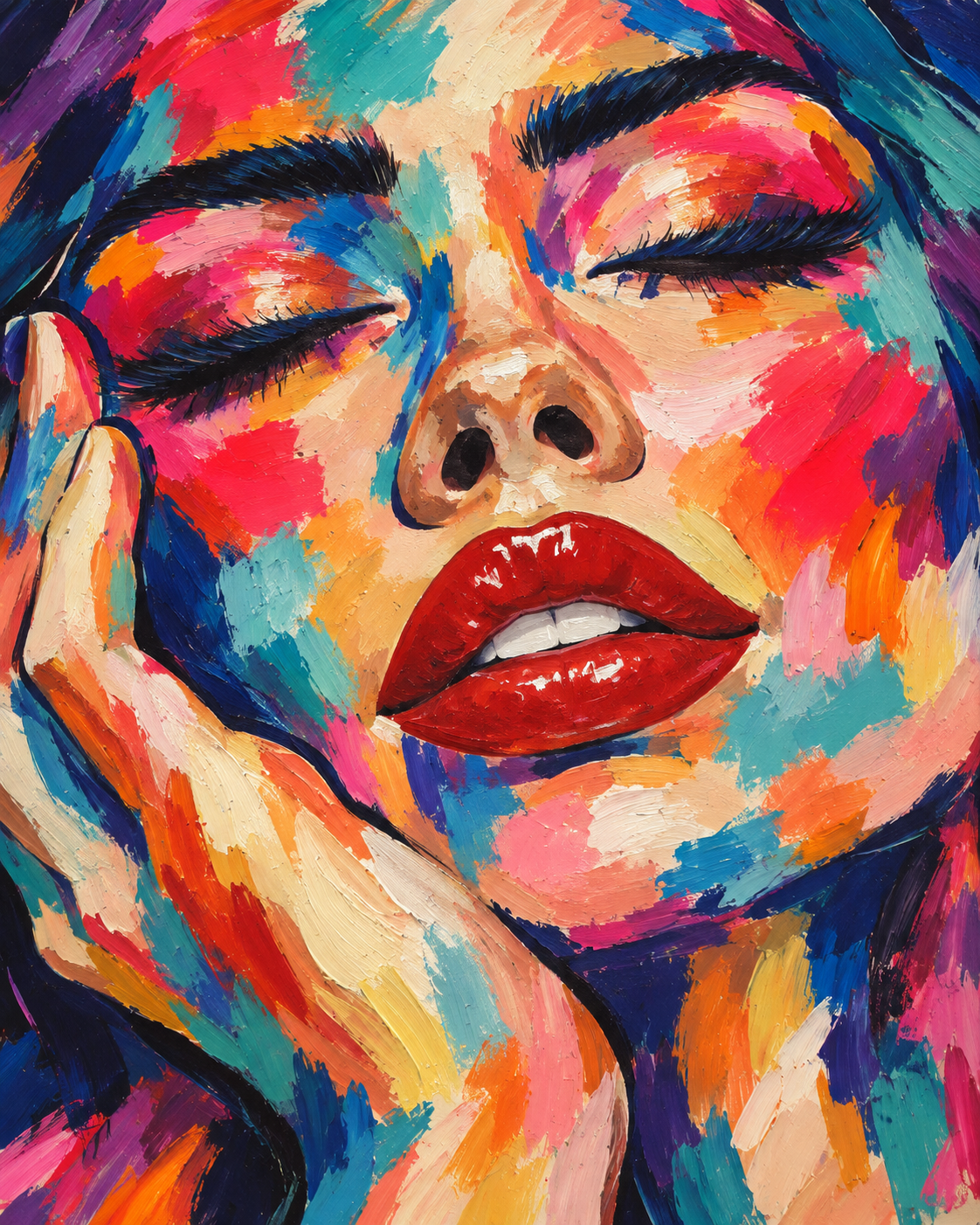 Colourful painted portrait